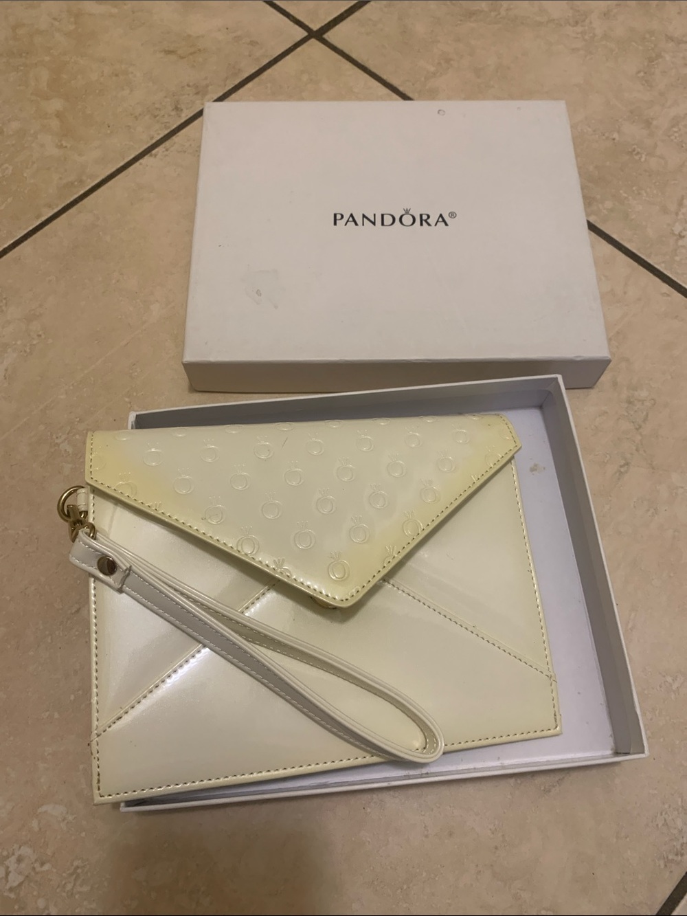 PANDORA Cream Envelope Wristlet Clutch